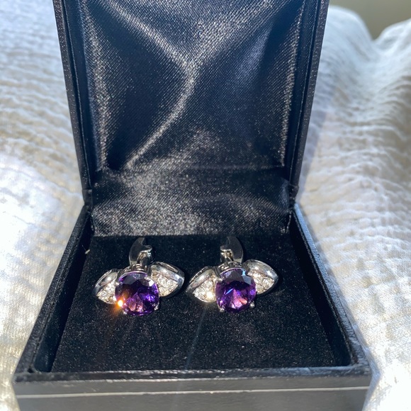 Angelino Men’s Cufflink - Gem with Crystal Accents - Picture 2 of 5
